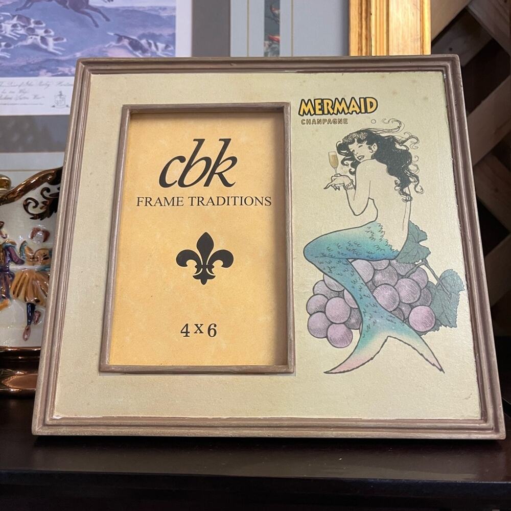 Vintage Style Mermaid Champagne Frame 4x6